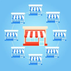 Vector image representing a chain of retail shops