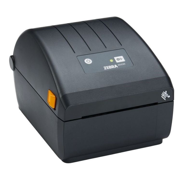 A picture of a Zebra desktop label printer